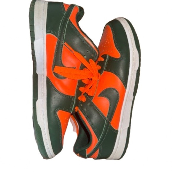 Nike Dunk Low Retro Orange and Green Athletic Shoes